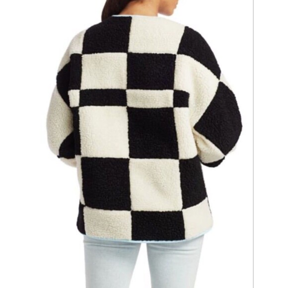 Womens Sandy Liang Oversized Pawn Checkered Fleece Jacket Size S - Picture 3 of 3